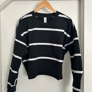 Lululemon Athletica Black and White Perfectly Oversized Cropped Sweatshirt